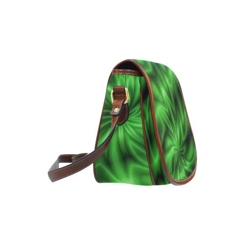 Green Shiny Swirl Saddle Bag/Large (Model 1649)