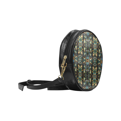 Glitzy Sparkly Mystic Festive Black Glitter Ornament Pattern Round Sling Bag (Model 1647)