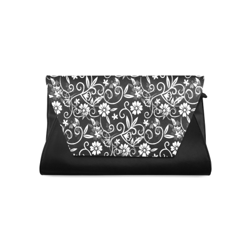 Black N White Floral Clutch Bag (Model 1630)
