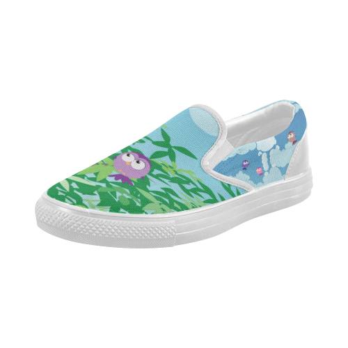 Blue Sky Day Women's Slip-on Canvas Shoes (Model 019)