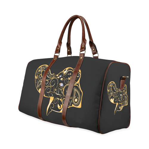 Wonderful gold, black elephant Waterproof Travel Bag/Large (Model 1639)
