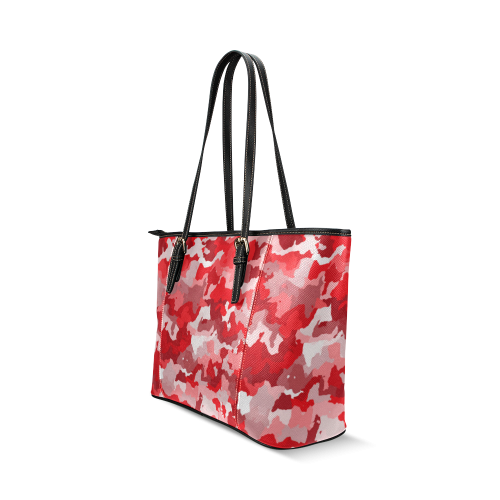 camouflage red Leather Tote Bag/Large (Model 1640)