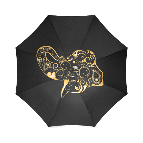 Wonderful gold, black elephant Foldable Umbrella (Model U01)