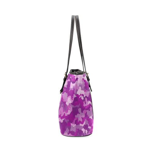 camouflage purple Leather Tote Bag/Large (Model 1640)