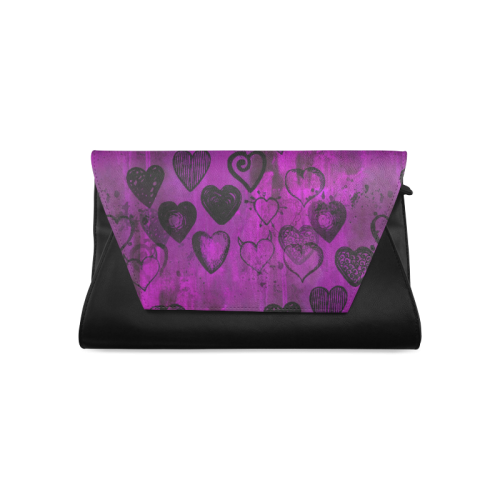 Grunge Purpe Hearts Clutch Bag (Model 1630)