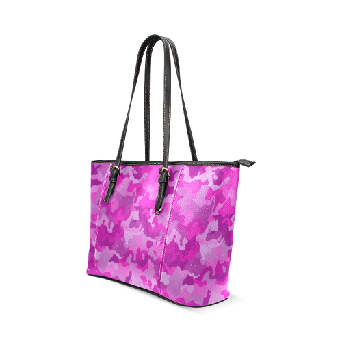 camouflage hot pink Leather Tote Bag/Large (Model 1640)