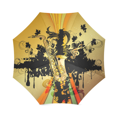 Saxophone with flowers Foldable Umbrella (Model U01)