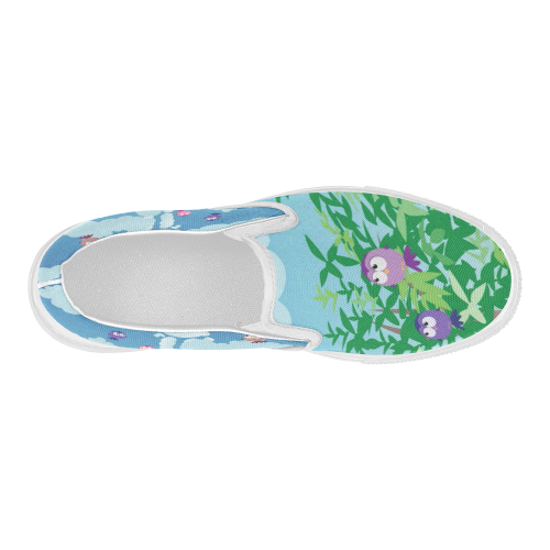 Blue Sky Day Women's Slip-on Canvas Shoes (Model 019)