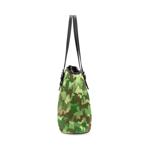 camouflage green Leather Tote Bag/Large (Model 1640)