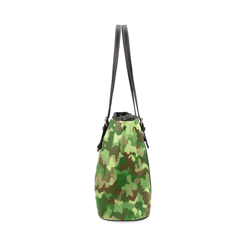 camouflage green Leather Tote Bag/Large (Model 1640)