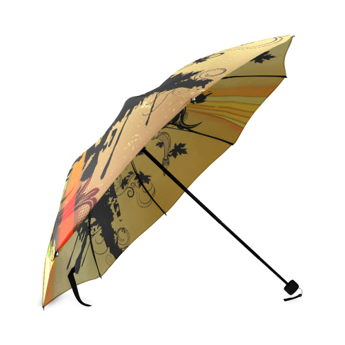 Saxophone with flowers Foldable Umbrella (Model U01)