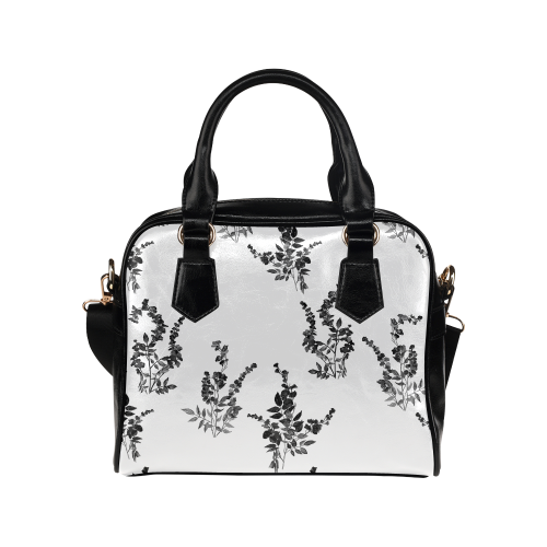 Tiny black flowers Shoulder Handbag (Model 1634)