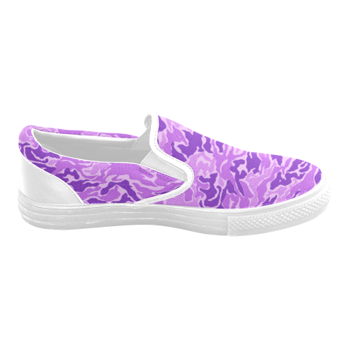 Camo Purple Camouflage Pattern Print Men's Slip-on Canvas Shoes (Model 019)