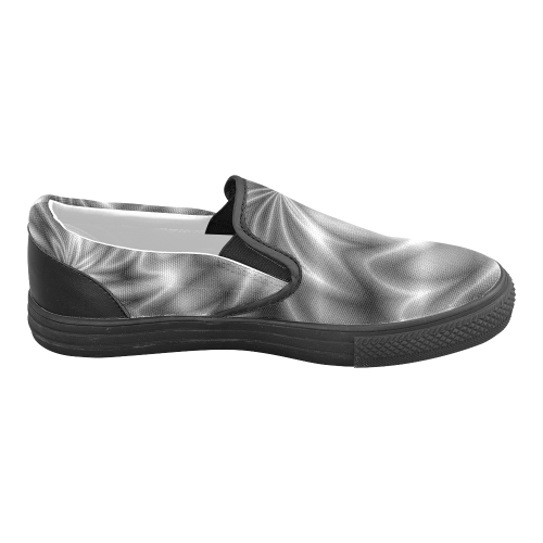 Silver Shiny Swirl Men's Slip-on Canvas Shoes (Model 019)