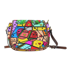 Popart Cherry by Nico Bielow Saddle Bag/Large (Model 1649)