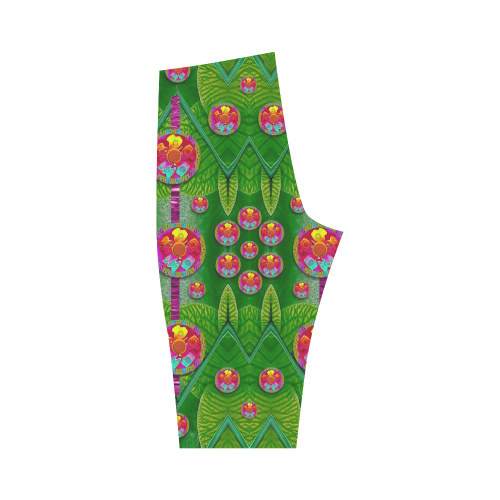 Orchid Forest Filled of big flowers and chevron Hestia Cropped Leggings (Model L03)
