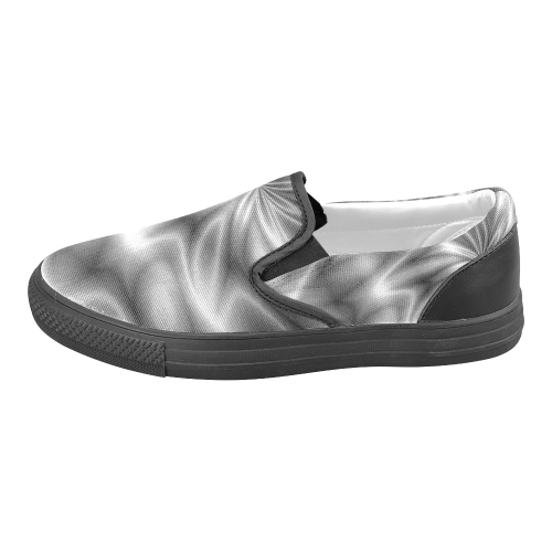 Silver Shiny Swirl Men's Slip-on Canvas Shoes (Model 019)