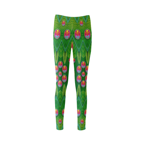 Orchid Forest Filled of big flowers and chevron Cassandra Women's Leggings (Model L01)