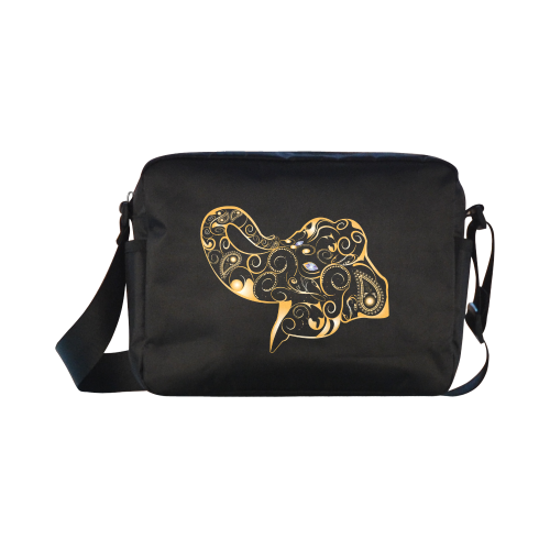Wonderful gold, black elephant Classic Cross-body Nylon Bags (Model 1632)