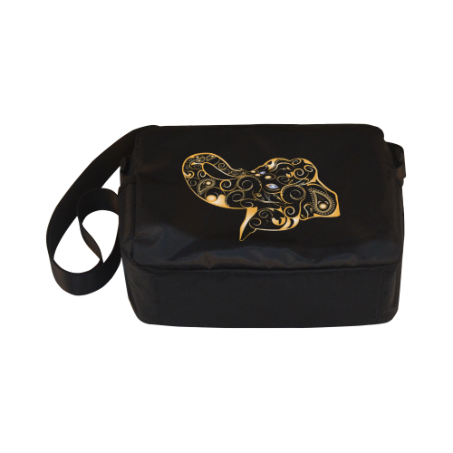 Wonderful gold, black elephant Classic Cross-body Nylon Bags (Model 1632)