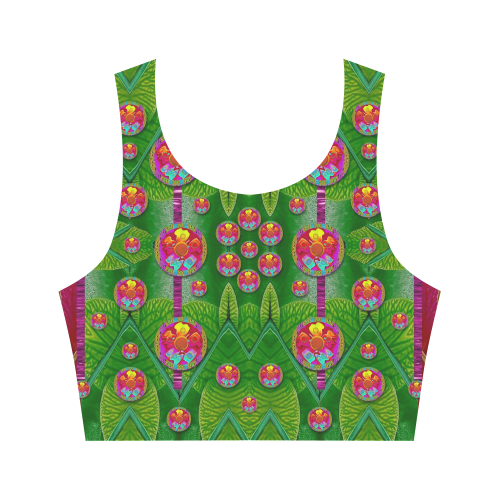 Orchid Forest Filled of big flowers and chevron Women's Crop Top (Model T42)