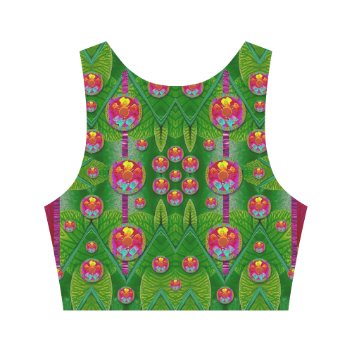 Orchid Forest Filled of big flowers and chevron Women's Crop Top (Model T42)