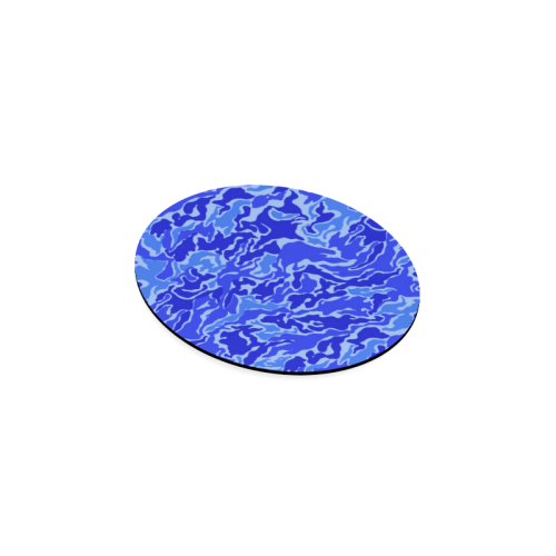 Camo Blue Camouflage Pattern Print Round Coaster