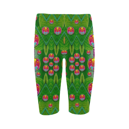 Orchid Forest Filled of big flowers and chevron Hestia Cropped Leggings (Model L03)