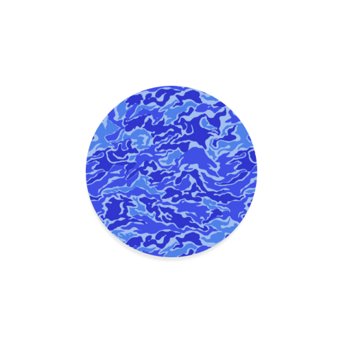 Camo Blue Camouflage Pattern Print Round Coaster