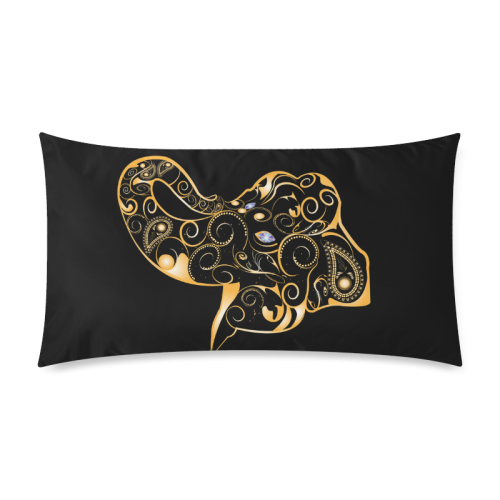 Wonderful gold, black elephant Rectangle Pillow Case 20"x36"(Twin Sides)