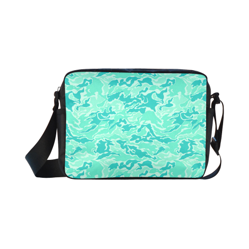 Camo Turquoise Camouflage Pattern Print Classic Cross-body Nylon Bags (Model 1632)