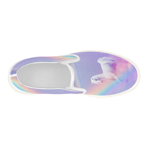 Unicorn and Rainbow Women's Slip-on Canvas Shoes (Model 019)