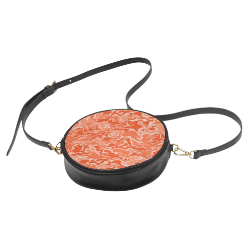 Camo Orange Camouflage Pattern Print Round Sling Bag (Model 1647)