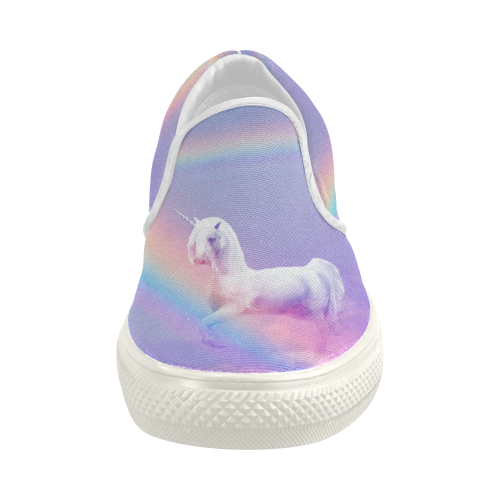 Unicorn and Rainbow Women's Slip-on Canvas Shoes (Model 019)