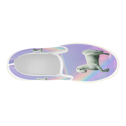 Unicorn and Rainbow Women's Slip-on Canvas Shoes (Model 019)