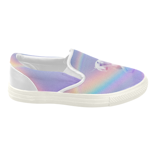 Unicorn and Rainbow Women's Slip-on Canvas Shoes (Model 019)