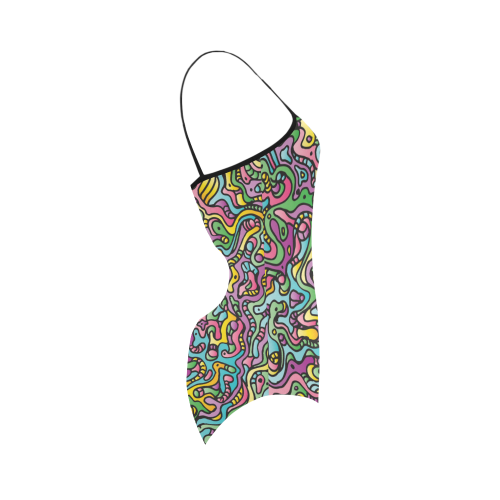 Colorful Tidal Pool, abstract animals, doodle Strap Swimsuit ( Model S05)