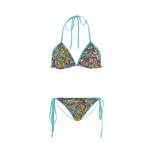 Colorful Tidal Pool, abstract animals, doodle Custom Bikini Swimsuit