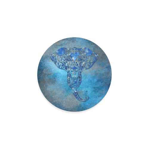 A blue watercolor elephant portrait in denim look Round Coaster