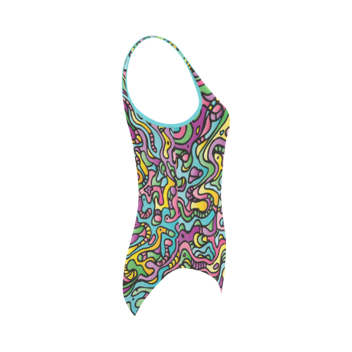 Colorful Tidal Pool, abstract animals, doodle Vest One Piece Swimsuit (Model S04)