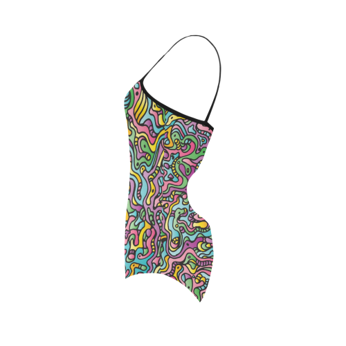 Colorful Tidal Pool, abstract animals, doodle Strap Swimsuit ( Model S05)