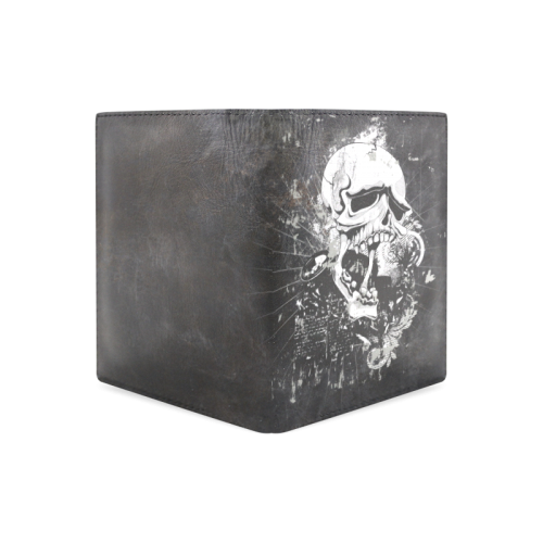 Dark Gothic Skull Men's Leather Wallet (Model 1612)