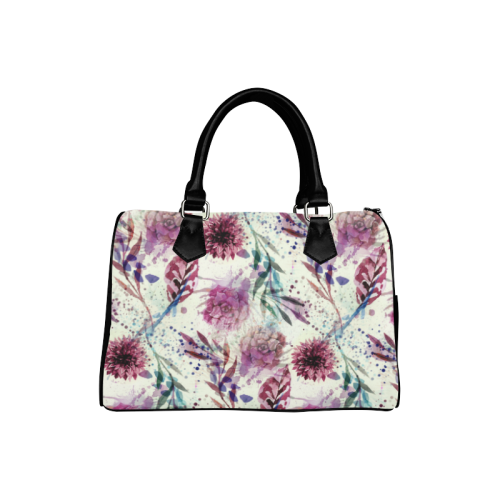 Watercolor Flowers Boston Handbag (Model 1621)