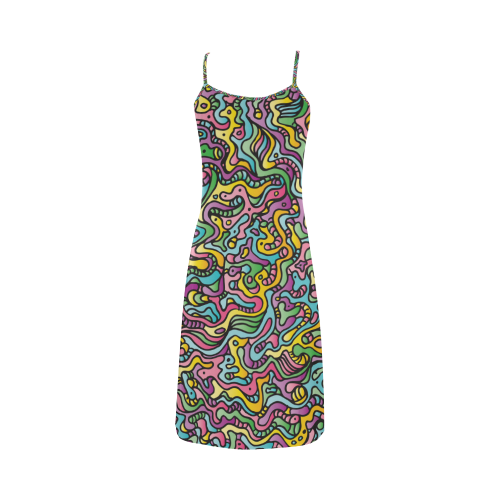 Colorful Tidal Pool, abstract animals, doodle Alcestis Slip Dress (Model D05)