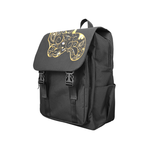 Wonderful gold, black elephant Casual Shoulders Backpack (Model 1623)