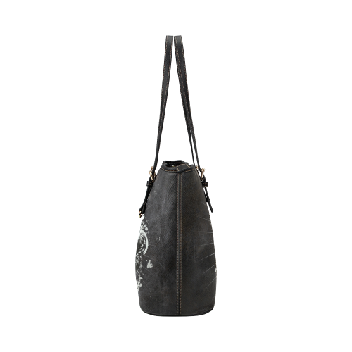 Dark Gothic Skull Leather Tote Bag/Small (Model 1651)