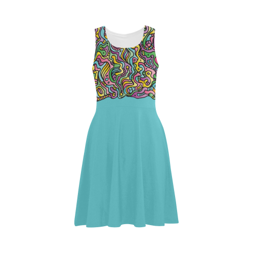 Colorful Tidal Pool, abstract animals, blue Atalanta Sundress (Model D04)