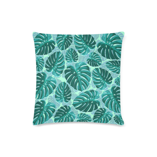 Tropical Leaf Monstera Plant Pattern Custom Zippered Pillow Case 16"x16"(Twin Sides)