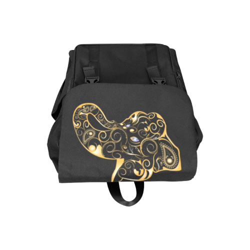 Wonderful gold, black elephant Casual Shoulders Backpack (Model 1623)