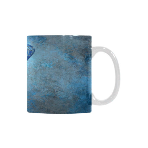 A blue watercolor elephant portrait in denim look White Mug(11OZ)